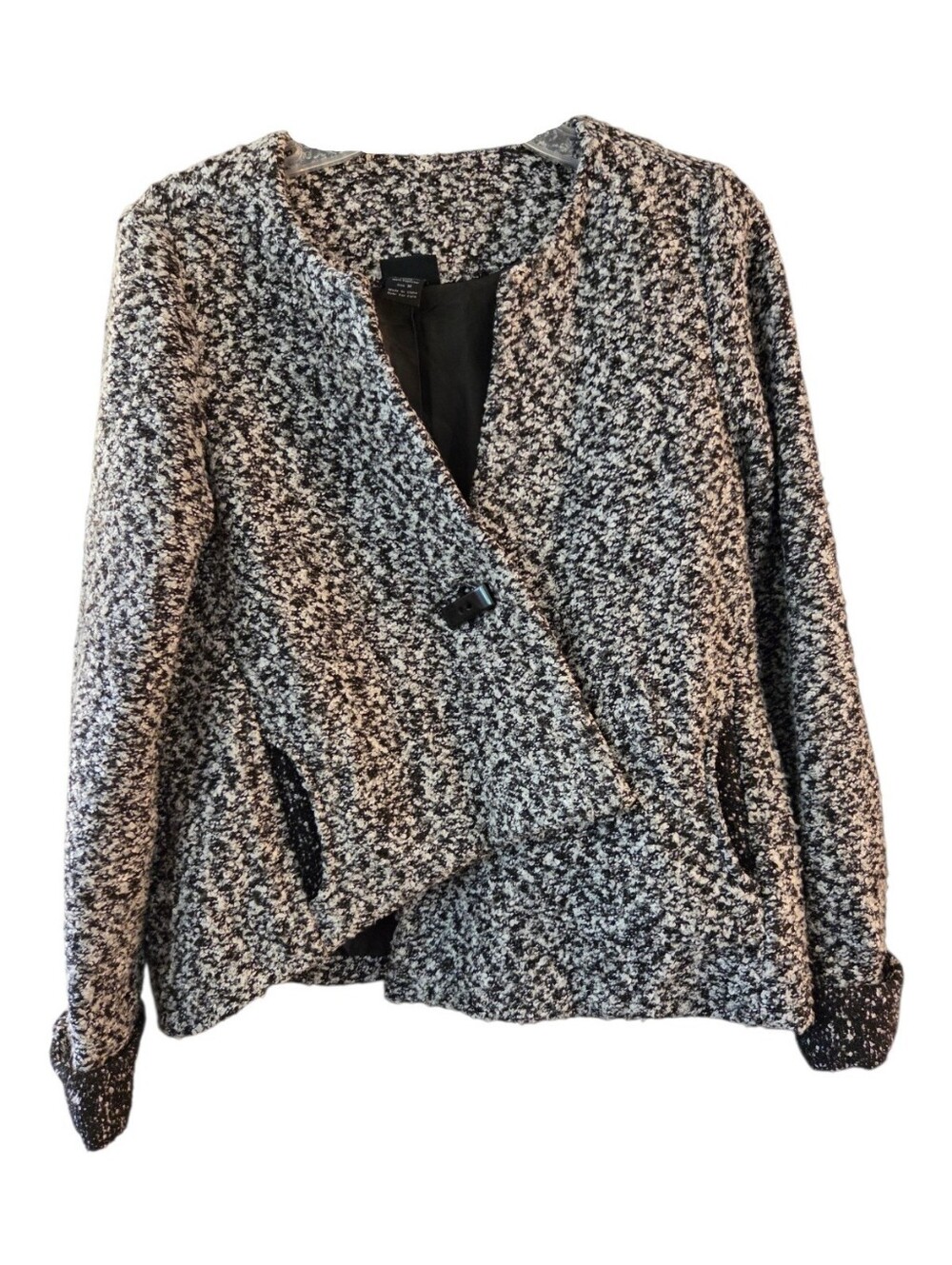 Nomadic Traders Vintage Asymmetric Boucle Tweed Knit Wrap Jacket - Size M